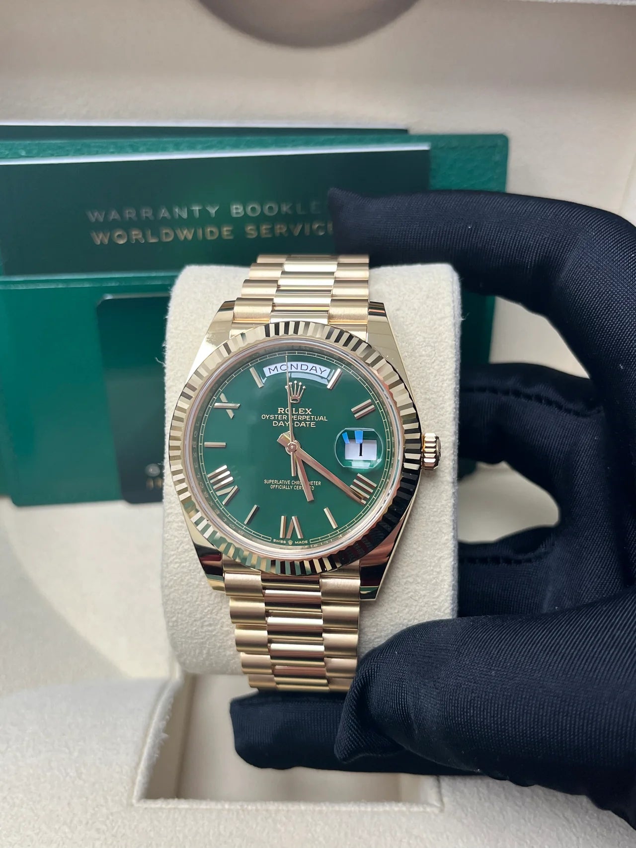 Daydate 40 mm Oro Giallo Quad. Verde